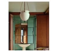 Suspension Lumineuse LED Style Villa Vintage, Vase élégant en Verre dépoli Jaune/Blanc, Style Villa, plafonnier Classique (40 cm, Blanc, télécommande)