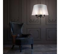 Suspension lustre abat-jour lustre lustre suspension salon, 5 flamme métal noir blanc mat, 5x douilles E14, DxH 50x150 cm