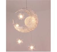 Suspension Lustre Décorative Lune Etoile en Aluminium pour Enfant - IHOME&ILIFE® - Moderne - 32*37cm - 40W - E27