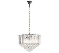 Suspension lustre en cristal lampe à suspension en cristal Lustre clair, métal chromé, 4x LED 6W 380Lm blanc chaud, DxH 35x90 cm