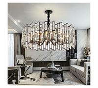 Suspension, Lustre Moderne Noir pour Salon, Luxueuse Lampe d'Intérieur en Cristal, Grande Lampe Ronde à Chaîne LED, Luminaire Décoration Intérieure (Couleur : Diamètre 60 cm, Taille : Blanc