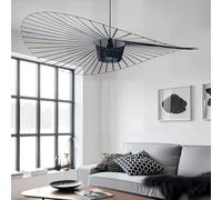 Suspension Lustre Vertigo 100cm, Léger et aérien Grand Lustre chapeau design, Plafonnier moderne pour Salon et Séjour, Chambre,Hall d'entrée, Fibre de Verre mais tissu habille le séjour