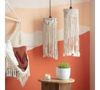 Ledkia Suspension Métal et Coton Macramé Nanti Blanc cassé
