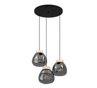 Suspension MAGACELA E27 3X40W en acier et bois noir D600mm