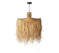 Suspension MAIZ D60 cm en Raphia Naturel avec Franges, Style Bohème Méditerranéen, Câble Réglable
