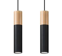 Suspension MARCOS 2 noir/bois 2xGU10 Pure Lume IP20