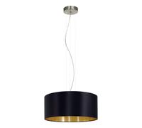 Eglo Suspension MASERLO 3 ampoules E27 Ø53 cm acier et textile nickel mat/noir/or