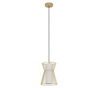 Eglo Suspension luminaire Maseta, lustre chambre en métal doré et verre opale mat, plafonnier salon ou salle à manger, douille E27