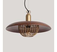 Iluzzia Suspension Alika métal et bois - Bois foncé et or