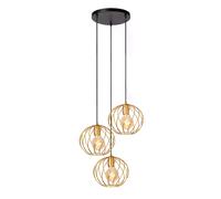 Suspension métal Lucide Danza 3xE27 laiton noir Ø50cm