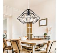 Suspension métal noir salon suspension rétro lampe cage salon plafonnier vintage, forme grille, 1x E27, DxH 33x100 cm