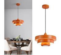 Suspension mid-century, métallique orange, 1 lumière, abat-jour à 3 couches ""HELIAS"", E27, D350mm.