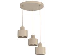 Suspension minimaliste beige ? 3 abat-jours cylindriques 3xE27 Parkla Luminex