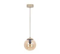 Suspension minimaliste beige boule verre ambré E14 10W
