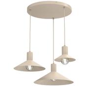 Suspension minimaliste beige Nox Luminex ? 3 abat-jours cône E27