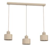 Suspension minimaliste beige Parkla Luminex, 3 lumi?res E27, abat-jours cylindriques