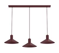 Suspension minimaliste bordeaux Nox Luminex, 3 spots GU10, métal, style moderne