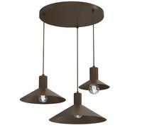 Suspension minimaliste brune ? 3 abat-jours coniques, 3xE27, 15W, collection Nox Luminex