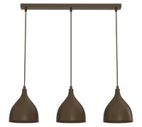 Suspension minimaliste brune 3x E27 15W, abat-jours en forme de coupe, Noak Classic