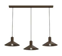 Suspension minimaliste brune 3xE27 Luminex Nox en acier, abat-jours cônes, 15W