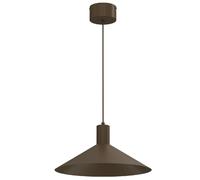 Suspension minimaliste brune en acier, abat-jour cône aplati 40 cm, 1x GU10, Nox Luminex