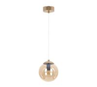 Suspension minimaliste dorée boule verre ambre E14 10W