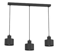 Suspension minimaliste noire 3 lumi?res cylindres E27 Parkla Luminex
