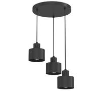 Suspension minimaliste noire 3xE27 Parkla Luminex, abat-jours cylindriques