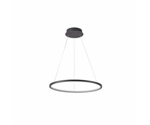 Suspension minimaliste noire anneau LED 24W Italux Vinola