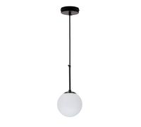 Suspension minimaliste noire boule verre blanc E27 40W