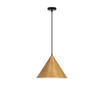 Suspension minimaliste noire chêne clair 32cm E27 Dunca