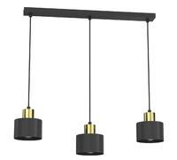 Suspension minimaliste noire et dorée 3xE27 Parkla, abat-jour cylindriques
