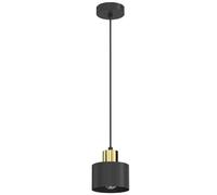 Suspension minimaliste noire et or, abat-jour cylindre E27 Parkla Luminex
