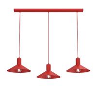 Suspension minimaliste rouge en barre 3 lampes E27 15W Nox Luminex