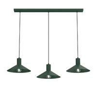 Suspension minimaliste verte ? barre, 3x E27, Nox Luminex