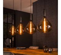 Suspension moderne 4 abat-jour en verre fumé noir DROPPY