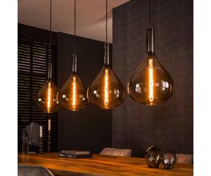 Suspension moderne 4 abat-jour en verre fumé noir DROPPY