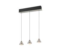 Suspension moderne argentée ? 3 abat-jour coniques LED 21W ROMEO Trio