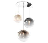 Suspension moderne "Big Eclipse", forme ronde, métal chromé, verre multicolore, 3 ampoules E27