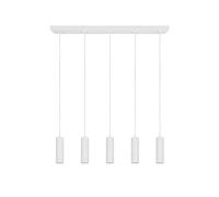 Suspension moderne blanche ? 5 spots GU10, tubes striés, barre linéaire en métal