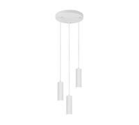 Suspension moderne blanche ronde ? tubes nervurés 3xGU10 10W, collection SOKA