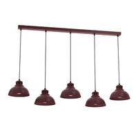 Suspension moderne bordeaux sur barre 5x E27 15W en acier Luminex Sven