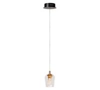 Suspension moderne dorée et noire avec abat-jour en verre, LED 4W BERLIANE Lucide