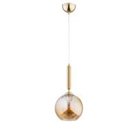 Suspension moderne dorée verre ambre boule Ø20 E27