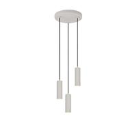 Suspension moderne grise ronde 3xGU10 10W, tubes rainurés en métal, collection Soka