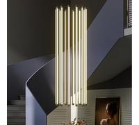 Suspension Moderne LED pour escalier - Lustre en Aluminium à 12 têtes, intensité Variable, plafonnier orientable pour Salon, hôtel, Couloir - Design élégant et pivotant, Blanc Chaud. (Intens