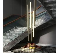 Suspension Moderne LED pour escalier - Lustre en Aluminium à 12 têtes, intensité Variable, plafonnier orientable pour Salon, hôtel, Couloir - Design élégant et pivotant, Blanc Chaud (8°C).