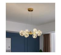 Suspension Moderne, Lustre Anneau étoilé, Globe en Verre Transparent, sphère LED dorée, Lampe Suspendue, éclairage Halo Rond Artistique pour Le Salon