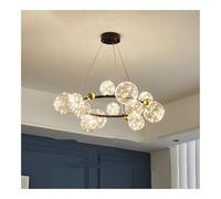 Suspension Moderne, Lustre Anneau étoilé, Globe en Verre Transparent, sphère LED dorée, Lampe Suspendue, éclairage Halo Rond Artistique pour Le Salon