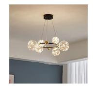 Suspension Moderne, Lustre Anneau étoilé, Globe en Verre Transparent, sphère LED dorée, Lampe Suspendue, éclairage Halo Rond Artistique pour Le Salon